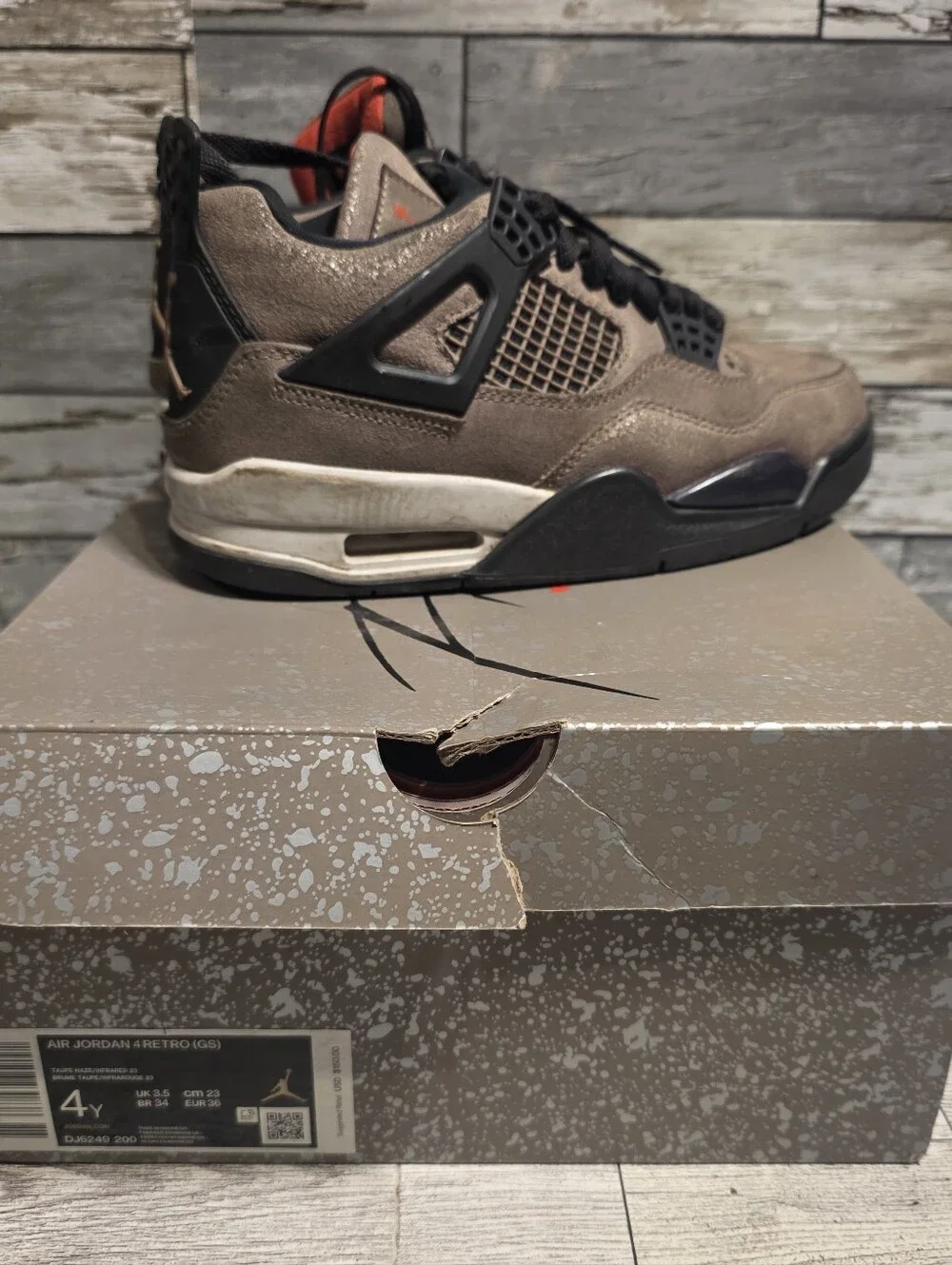 Jordan Kids Sneakers - Gray  with Black and Orange Accents